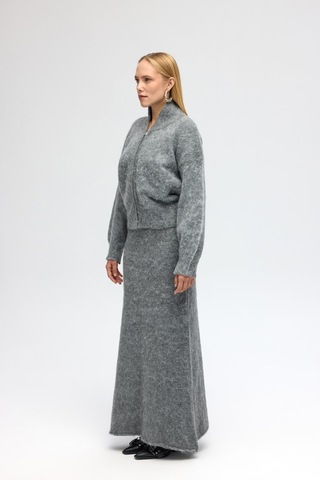 Mai Collection Mai Studios Co. Eskara Fermuarlı Gri Triko Hırka Çok Renkli