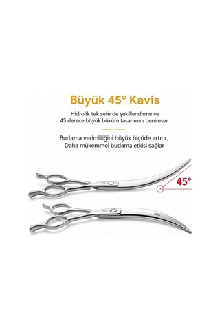 Fenice 45 Kavisli Köpek Makası 7.5 İnç Profesyonel Pet Grooming