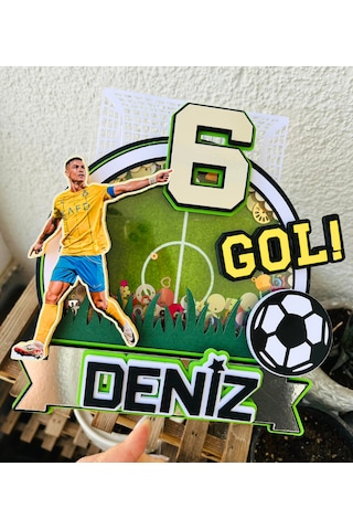 Futbol Temalı İsme Özel Erkek Çocuk Doğum Günü Pasta Süsü