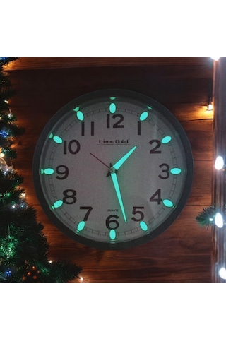Fosforlu Karanlıkta Parlayan Küçük Çocuk Odası Yeşil Duvar Saati Çap 22 Cm Yeşil
