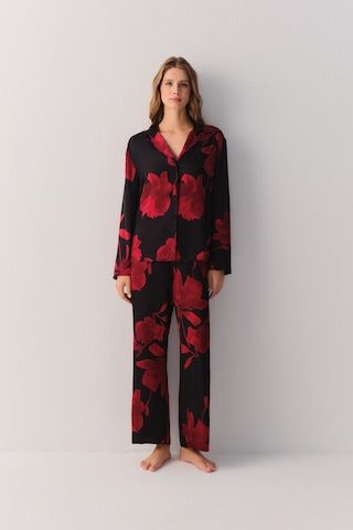 Suwen Seductive Satin Gömlek St60116281021 Gül Desenli