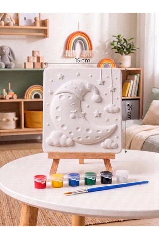 15x15 Ay Ve Yıldız Taş Boyama Seti Çocuk Ve Yetişkin Hobi Kiti