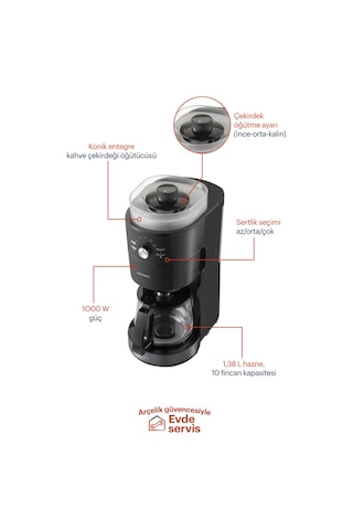 Grundig FK 7110 D Öğütücülü Filtre Kahve Makinesi