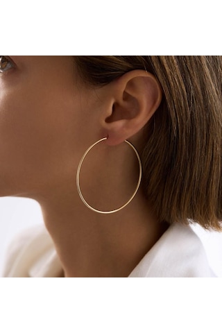 14k Altın Halka Küpe 1,2 Mm 6.0 Cm Gizli Kilit T14297 Renkli