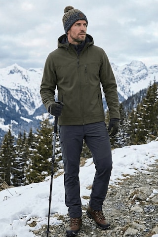 Erkek Mont İçi Polarlı Softshell Mont Su Ve Rüzgar Geçirmez Kapüşonlu Spor Mont Haki