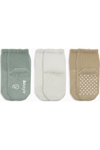 Bistyle 3'lü Kaymaz Taban Bebek Çorabı 3010 Çok Renkli