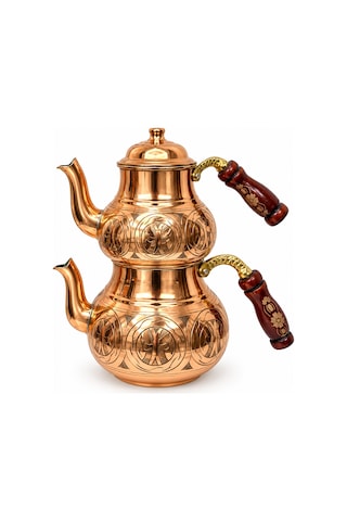 Aura Copper Ağır El İşlemeli Kalın Bakır Çaydanlık Takımı 1,2 Mm 27 Cm Bakır Parlak/ac-cy-032