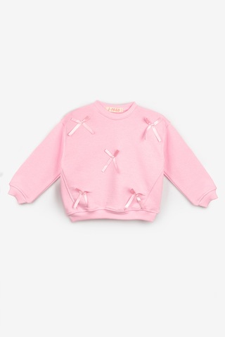 Le Mabelle Pembe Fiyonk Detaylı Uzun Kollu Kız Çocuk Sweatshirt Pembe