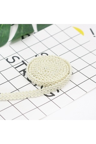 Flybuy 50m Uzunluk Polyester İpek Dantel Kemer, 0.8cm Genişlik, Bej/beyaz, Dekoratif Aksesuarlar İçin