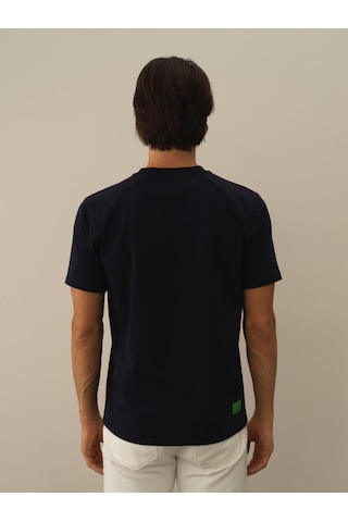 Xint Lacivert Pamuk Dokulu Regular Fit Tişört 502049