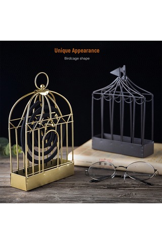 Monyee Siyah Metal Kuş Kafesi Desenli İç Mekan İçin Mosquito Coil Tutucu - Otel, Ev, Salon, Yatak Odası Uygun Diğer