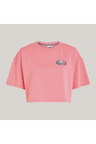 Tommy Hilfiger Tommy Jeans Ovs Crp Archive Ext Kadın Pembe Crop T-shirt