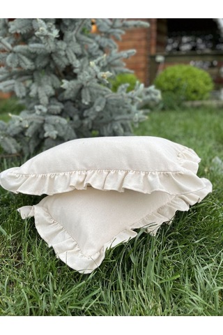 Keten Bohem Fırfırlı Vintage 2'li Dikdörtgen Kırlent Kılıfı