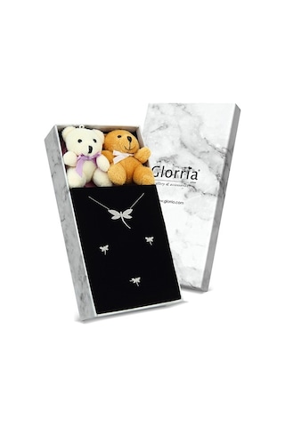 Glorria Gümüş Yusufçuk Kolye, Küpe, Yüzük Hediye Seti - Dt0505-Hs