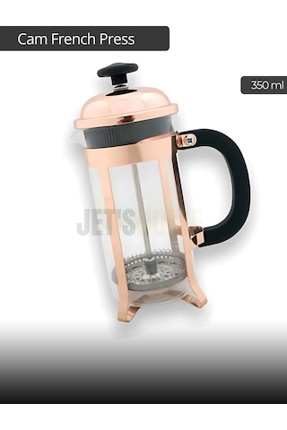 Cam French Press Kahve Demleme Paslanmaz İç Yapı Krem 350 Ml