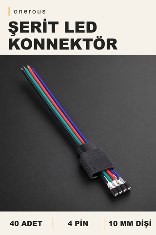 Onerous 40 Adet 4 Pin Dişi Şerit Led Konnektörü 10 Mm Çok Renkli