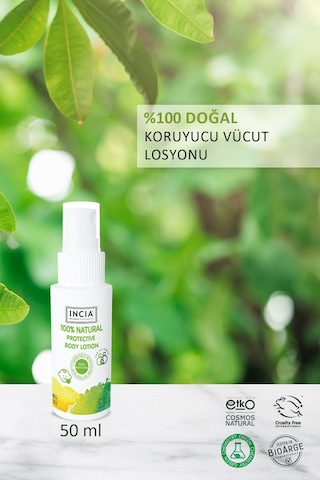INCIA %100 Doğal Koruyucu Vücut Losyonu Sprey Yenidoğan Bebek Çocuk İçin Limon Okaliptus Vegan 50 ml