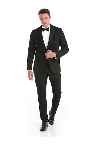 Hatemoğlu Siyah Slim Fit Desenli Çıkma Sivri Yaka Klasik Damatlık 33122125t004 991 Siyah