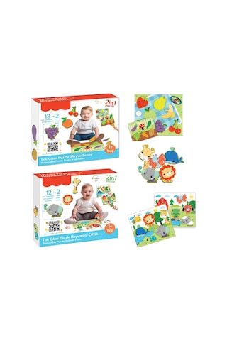 Eğitici Tak-çıkar Puzzle Seti Hayvanlar + Meyve Sebze 2 Li Set 3+