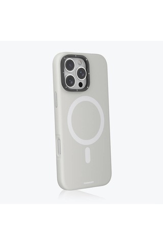Apple iPhone 16 Pro Max Kılıf Kamera Standlı Magsafe Şarj Özellikli Youngkit Bitty Cream Kapak Gri