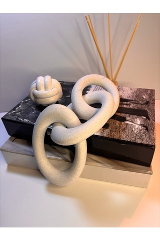 Modern Beyaz Zincir Dekoratif Obje Şık Masa Üstü & Kitaplık Süs Eşyası 13 Cm X 3 Zincir Bloğu