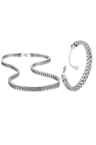 Kare Küp Model Çelik Erkek Kolye&bileklik Set ... Gümüş