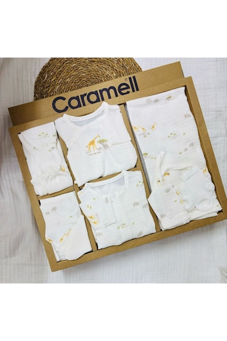 Müslin Safari 10'lu Set Yazlık Hastane Çıkışı Zıbın Seti Ekru