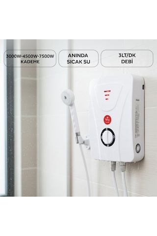 King K7101 Erman Elektrikli Şofben / 7500w Güç, 3 Kademeli Isı, Ipx4 Su Koruma