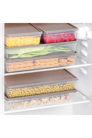 Porsima 5310 8 Li 2 Lt Buzdolabı Organizeri Mikrodalga Ve Derin Dondurucu Buzluk Bakliyat Saklama Kabı - Cappuccino