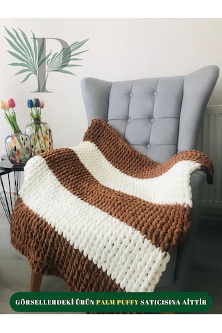 Palm Puffy Desenli Bebek Battaniyesi Kahverengi - Krem