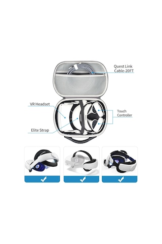 Devaso Meta Quest 3 S / 3 / 2 / Pro / Pico 4 Büyük Kapasiteli Taşıma Çantası Düzenleyici Koruyucu Kılıf