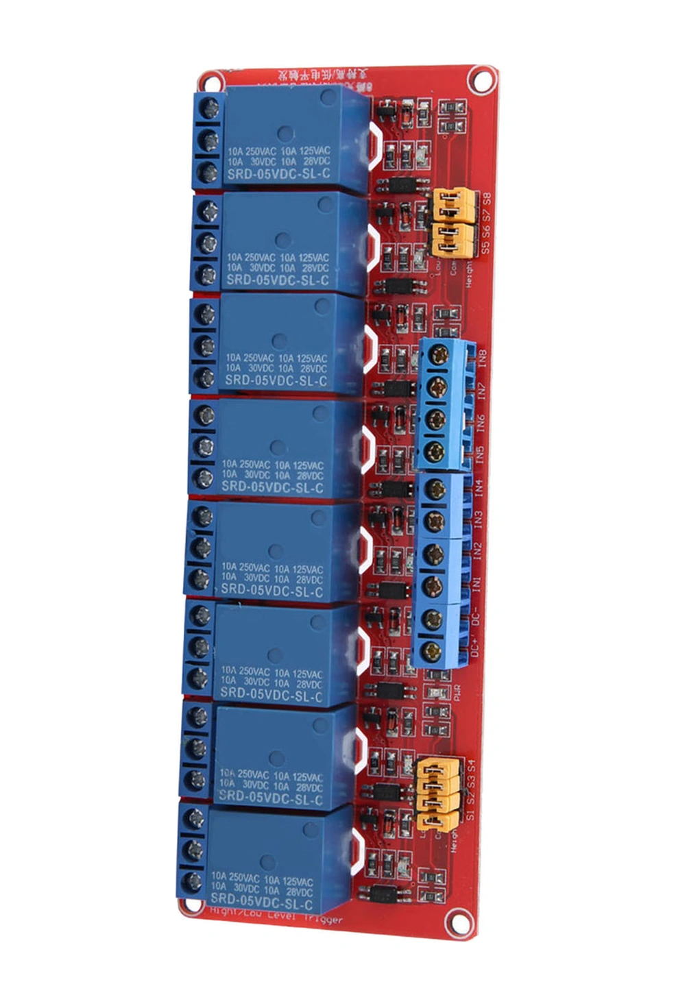 Tenfowee 5v 8 Yollu Röle Modülü - Fotokoppler İzolasyonlu, Yüksek/düşük Seviye Tetiklemeli, Kırmızı Pcb