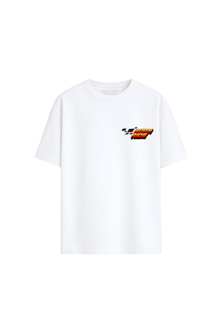 Black Nova Oversize Baskılı Unisex %100 Pamuk T-shirt Motorcycle Therapy Beyaz