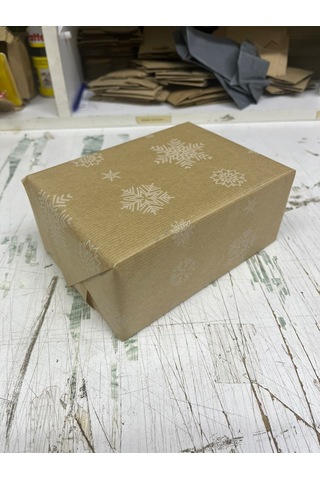 Kraft Hediye Paketleme Kağıdı, Kar Tanesi Desenli Ambalaj & Paket Kağıdı, 70x100 Cm - 10'lu Paket