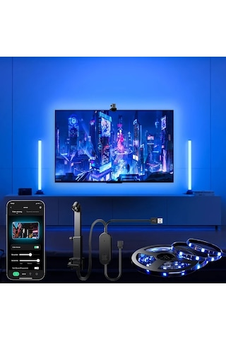 Honeybeeshop Usb Uyumlu Rgbıc Tv Sensörü 3.8m Usb5v Dizüstü Bilgisayar Lambası Rgb Tv Arka Işık Şeridi Ar Renk Sensörlü 3.81 5.0 Metre Uygulama Müzik Senkronizasyonu 139.7 215.9 Cm Ekranlar İçin