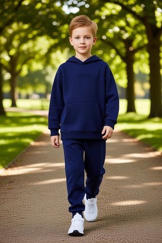 Frm Erkek Çocuk Kapüşonlu Polo Yaka Oversize Pamuklu Örme Takım Kalit Lacivert