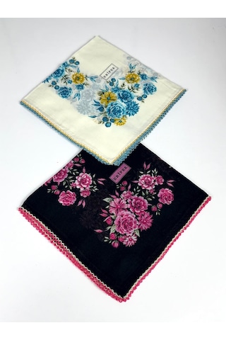 Eripek 2'li Paket Oyalı Pamuk Yazma 6594 Siyah-Krem