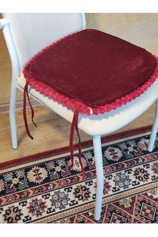 Burush Sandalye Minderi 40x40 Cm, Bağcıklı 160939744 Bordo