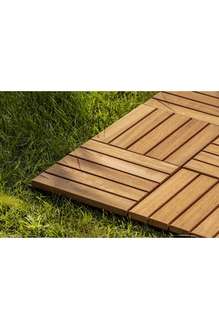 Pafu Sunsoe İroko Ağacı Balkon Bahçe Ahşap Yer Döşemesi Karo Deck 30x30 Cm 1 Adet 0,09m2
