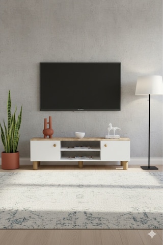 Bohem Tv Ünitesi,2 Kapaklı Tv Sehpası Beyaz