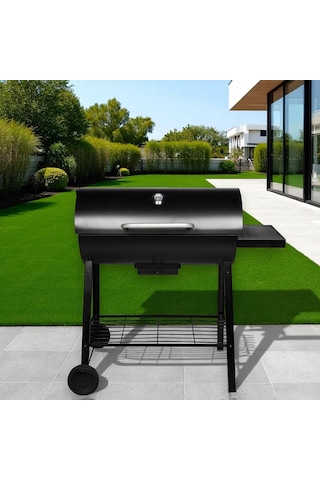 Kapaklı Varil Tip Kömürlü Mangal Paslanmaz Çelik Termometreli