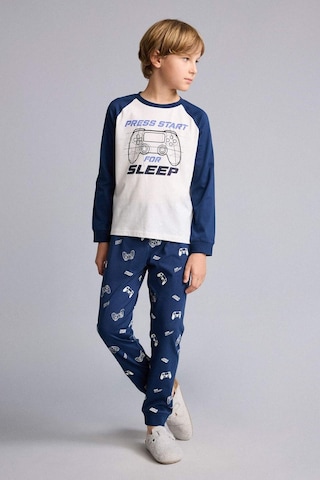 Defacto Baskılı Uzun Kollu Pijama Üstü Uzun Pijama Altı 2li Pijama Takımı Erkek Çocuk H6664a826aunv147 Lacivert-nv147
