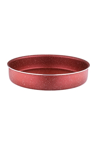 32 Cm Granit Yuvarlak Fırın Tepsisi - Kırmızı Kırmızı