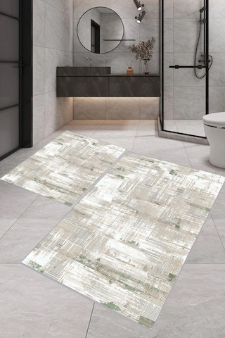 Eliana Home Dijital Baskı 2'li Banyo Paspas Takımı Lna5-0541 100x60 Ve 60x50 Cm Bej