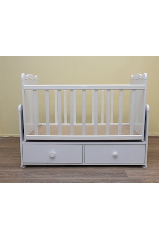 Beşik Bebek Rulman Sallanır Rulman Parlak beyaz 60 x 100 CM Beyaz
