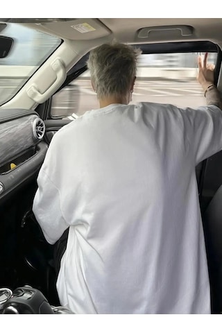 Vexor Baskılı Oversize Bisiklet Yaka T-shirt - Beyaz