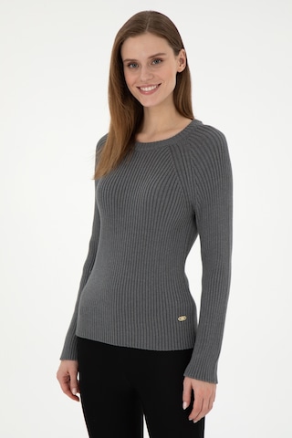 U.S. Polo Assn. Kadın Gri Melanj Bisiklet Yaka Kazak 50297095-VR086