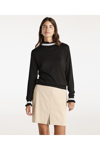 Yargıcı Önü Kontrast Detaylı Kısa Etek Bej