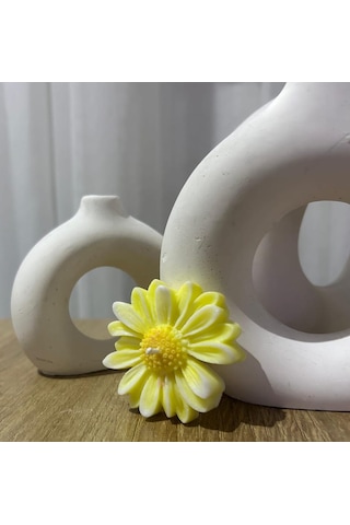 Artepieza 5'li Set Papatya Figürlü Soya Wax Mum-sarı Papatya Tasarımlı 5'li Mum Seti 5 1 Cm Açık Sarı