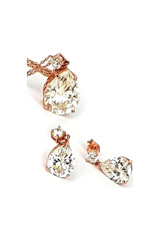 Sky Diamond Gümüş Rose Damla Set Takım